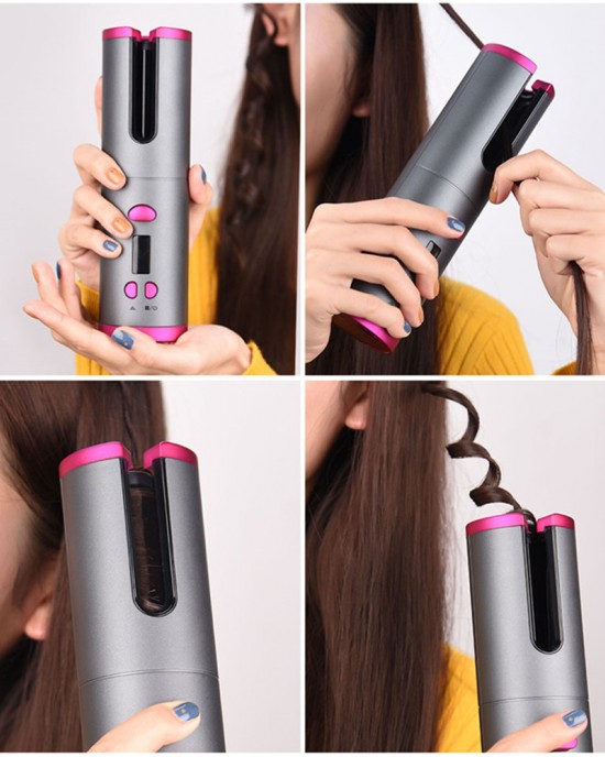 Cordless Automatic Hair Curler Iron Wireless Curling Iron USB Rechargeable Air Curler for Curls Waves LCD Display Ceramic Curly Cordless Automatic Hair Curler Iron Wireless Curling Iron USB Rechargeable Air Curler for Curls Waves LCD Display Ceramic Curly
