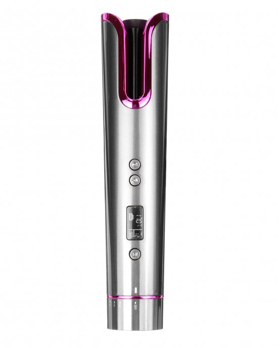 Portable Automatic Hair Curler Rechargeable Cordless LCD Display Curling Iron Corrugation Rotating Temperature Setting Hair Styler