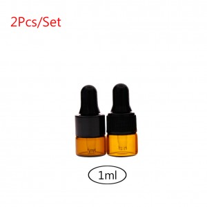 2pcs Amber Small Glass Dropper Bottles Vials for Essential Oil Sampling