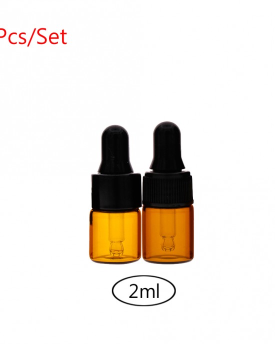 2pcs Amber Small Glass Dropper Bottles Vials for Essential Oil Sampling