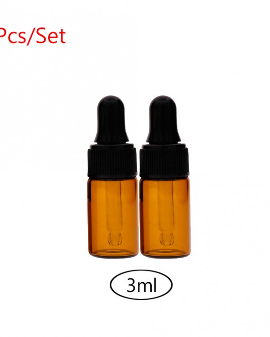 2pcs Amber Small Glass Dropper Bottles Vials for Essential Oil Sampling