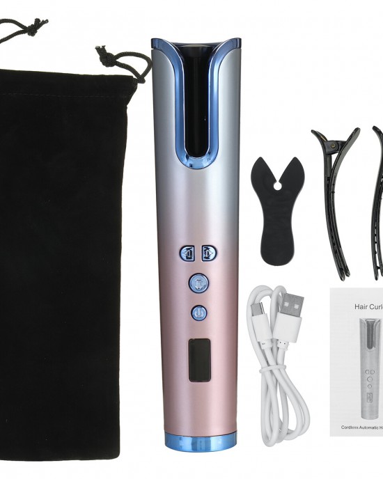 Intelligtent Automatic Curling Iron HD LCD Display Temperature Time Adjustment Hair Curler Rechargeable Portable Curling Iron Intelligtent Automatic Curling Iron HD LCD Display Temperature Time Adjustment Hair Curler Rechargeable Portable Curling Iron