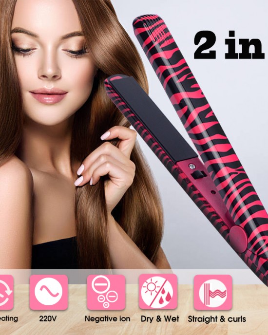 2 In 1 Portable Ceramic Ionic Flat Iron Hair Straightener Curling Curler 2 In 1 Portable Ceramic Ionic Flat Iron Hair Straightener Curling Curler
