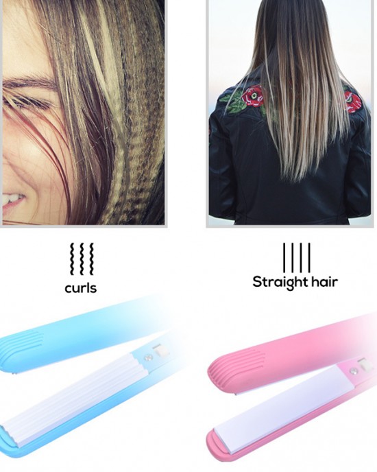 2 In 1 Portable Ceramic Ionic Flat Iron Hair Straightener Curling Curler 2 In 1 Portable Ceramic Ionic Flat Iron Hair Straightener Curling Curler