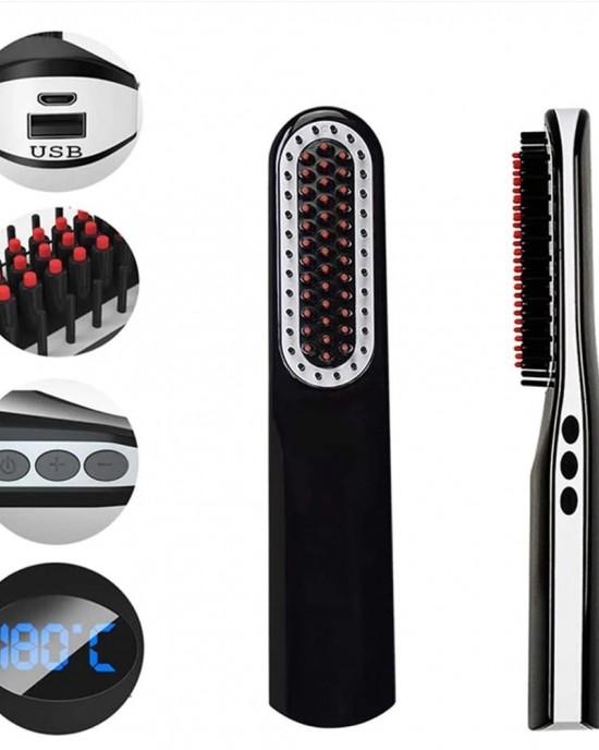 Multi functional Straight Hair Comb Cordless USB Charging Hair Straightening Brush LCD Wireless Men Beard Straightener Hair Style Comb Multi functional Straight Hair Comb Cordless USB Charging Hair Straightening Brush LCD Wireless Men Beard Straightener Hair Style Comb
