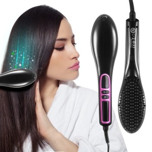 Hair Straightener Brush Anti  scald Electric Ionic Straightening Comb Ceramic Heating Temperature Adjustable Auto  Off Hair Brush