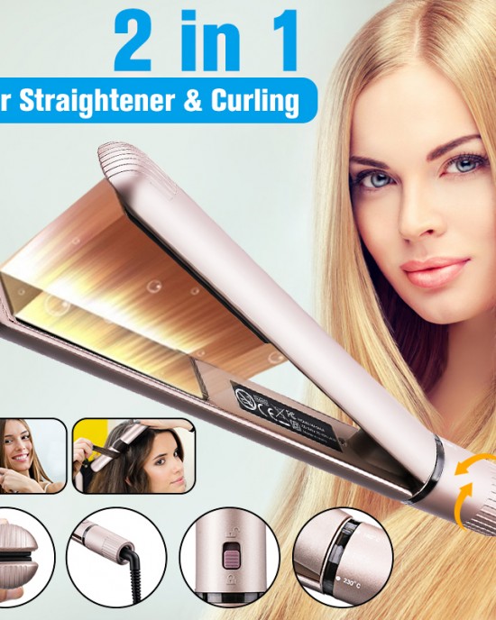 Tooca 2in1 Hair Curling Straighting Iron Safe Portable Hair Curler 15S Fast Heat Up Five stage Temperature Adjustable Tooca 2in1 Hair Curling Straighting Iron Safe Portable Hair Curler 15S Fast Heat Up Five stage Temperature Adjustable