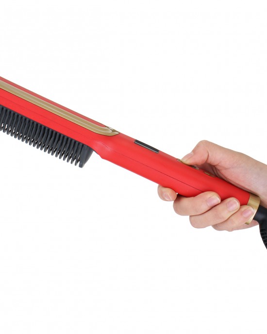 2 In 1 Electric Hair Straightener Straight Hair Brush Ceramic Comb Beauty Styling Tool