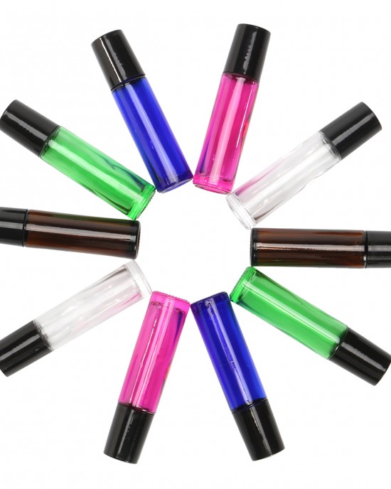 10Pcs 10ml Empty Frosted Roll On Glass Bottles Roller Ball For Perfume Essential Oils