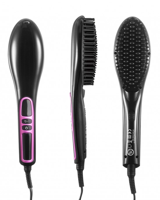 Hair Straightener Brush Anti  scald Electric Ionic Straightening Comb Ceramic Heating Temperature Adjustable Auto  Off Hair Brush