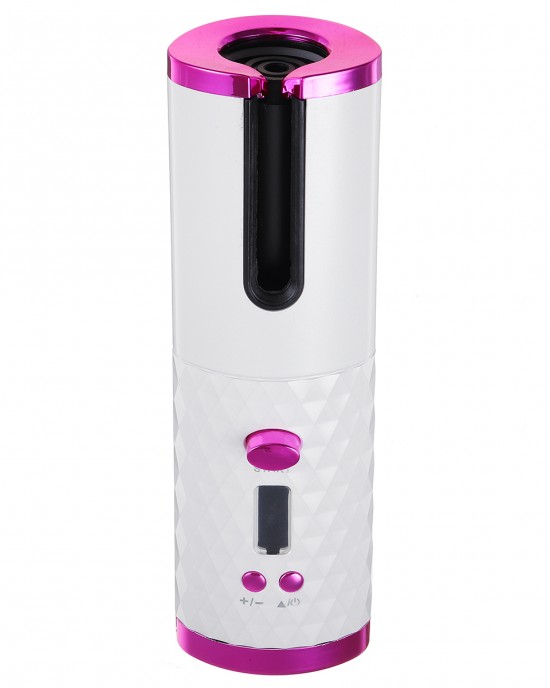 USB Rechargeable Cordless Auto  rotating Hair Curler Hair Waver Curling Iron with LCD Temp Display
