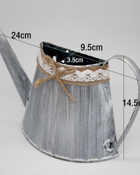 2 PCS Pastoral Simulation Flower Ornaments Wrought Iron Flower Pots Dining Table Potted Ornaments  Color  Grey