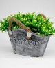 2 PCS Pastoral Simulation Flower Ornaments Wrought Iron Flower Pots Dining Table Potted Ornaments  Color  Black