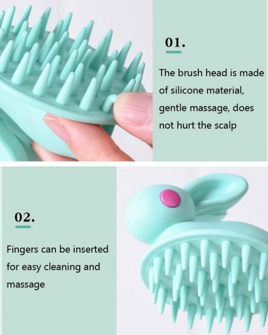 2 PCS Cute Rabbit Shaped Silicone Shampoo Brush Green 2 PCS Cute Rabbit Shaped Silicone Shampoo Brush Green