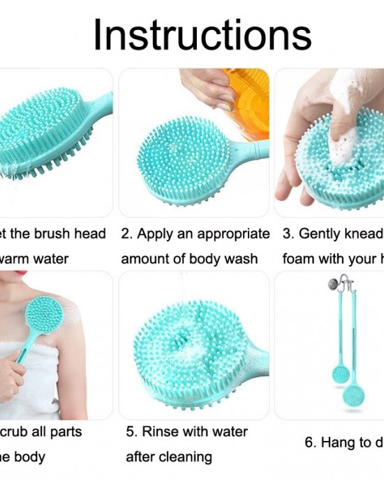 Silicone Massage Long Handle Double Sided Bath Brush Silicone Massage Long Handle Double Sided Bath Brush