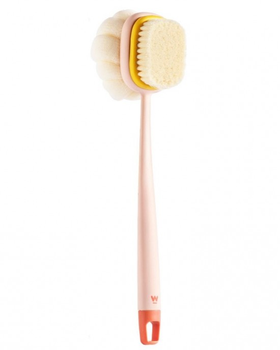 SW076 Double Side Bath Brush Disassembly Long Handle Soft Nylon Brush Color Pink Flocking SW076 Double Side Bath Brush Disassembly Long Handle Soft Nylon Brush Color Pink Flocking