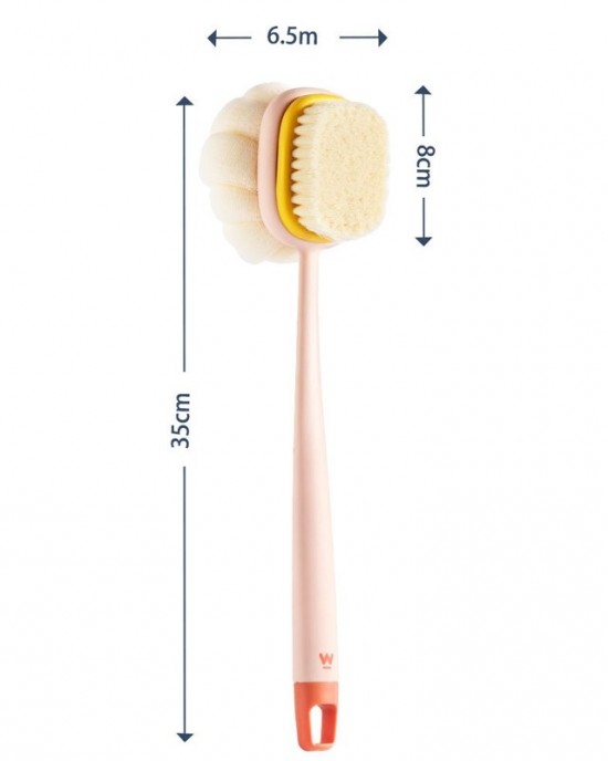 SW076 Double Side Bath Brush Disassembly Long Handle Soft Nylon Brush Color Pink Flocking SW076 Double Side Bath Brush Disassembly Long Handle Soft Nylon Brush Color Pink Flocking
