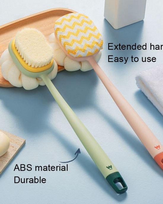 SW076 Double Side Bath Brush Disassembly Long Handle Soft Nylon Brush Color Pink Flocking SW076 Double Side Bath Brush Disassembly Long Handle Soft Nylon Brush Color Pink Flocking