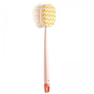 SW076 Double Side Bath Brush Disassembly Long Handle Soft Nylon Brush  Color  Pink Bath Cloth