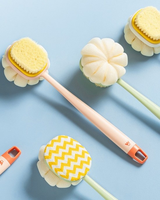 SW076 Double Side Bath Brush Disassembly Long Handle Soft Nylon Brush Color Pink Bath Cloth SW076 Double Side Bath Brush Disassembly Long Handle Soft Nylon Brush Color Pink Bath Cloth