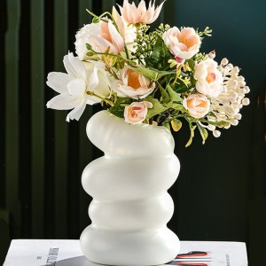 Plastic Spiral Wet   Dry Flower Vase Imitation Glaze Porcelain Flower Arrangement  White
