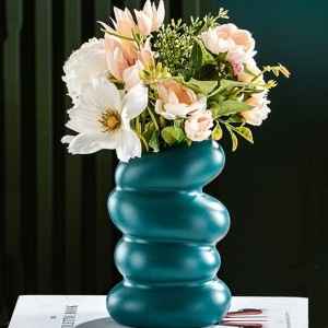 Plastic Spiral Wet   Dry Flower Vase Imitation Glaze Porcelain Flower Arrangement  Dark Green