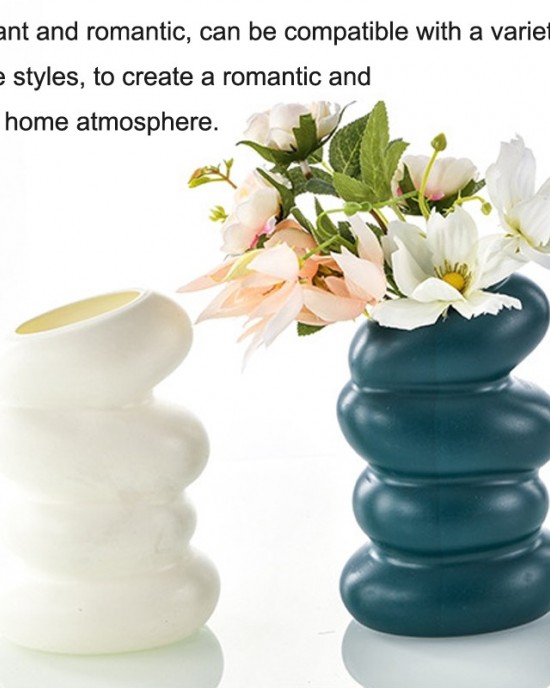 Plastic Spiral Wet Dry Flower Vase Imitation Glaze Porcelain Flower Arrangement White Plastic Spiral Wet Dry Flower Vase Imitation Glaze Porcelain Flower Arrangement White