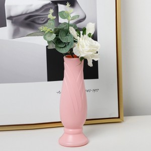 Petal Shaped Simple Drop  Proof PE Vase Imitation Porcelain Home Decoration Ornaments  Pink