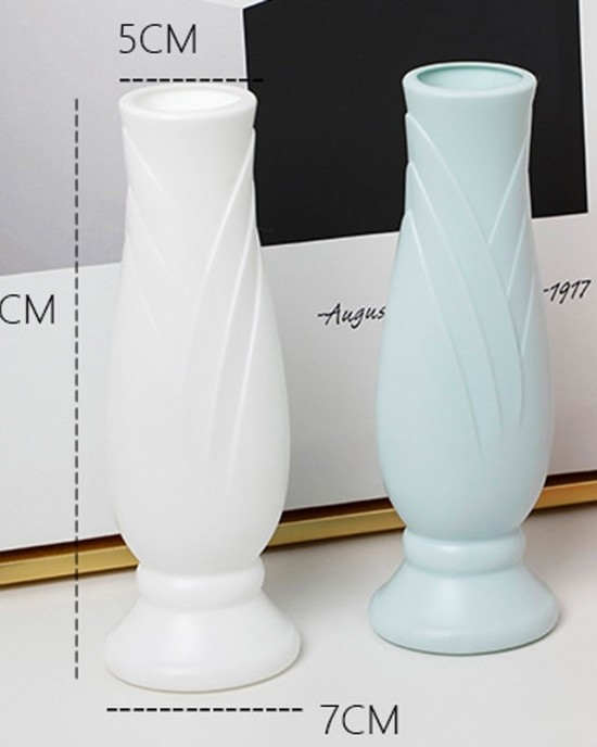 Petal Shaped Simple Drop Proof PE Vase Imitation Porcelain Home Decoration Ornaments White Petal Shaped Simple Drop Proof PE Vase Imitation Porcelain Home Decoration Ornaments White