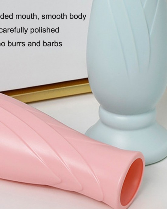 Petal Shaped Simple Drop  Proof PE Vase Imitation Porcelain Home Decoration Ornaments  Pink