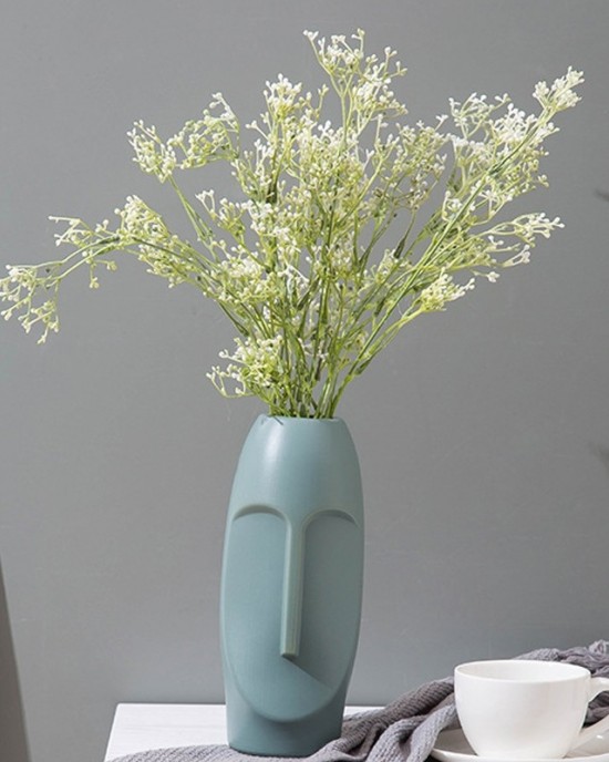 Durable Drop  Proof And Crack  Proof Thickened PE Dried Flower Ornaments Imitation Glaze Living Room Flower Arrangement Vase  Light Green