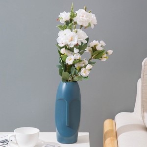 Durable Drop  Proof And Crack  Proof Thickened PE Dried Flower Ornaments Imitation Glaze Living Room Flower Arrangement Vase  Sea Blue