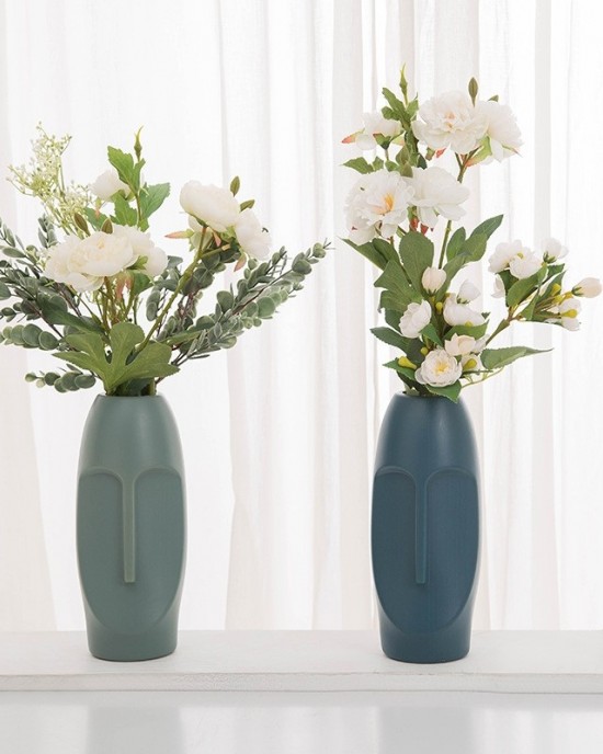 Durable Drop  Proof And Crack  Proof Thickened PE Dried Flower Ornaments Imitation Glaze Living Room Flower Arrangement Vase  Light Green
