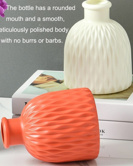 Drop Resistant PE Potted Plant Vase Colorful Imitation Porcelain Decorative Arrangement For Wet And Dry Use  Rose Pink