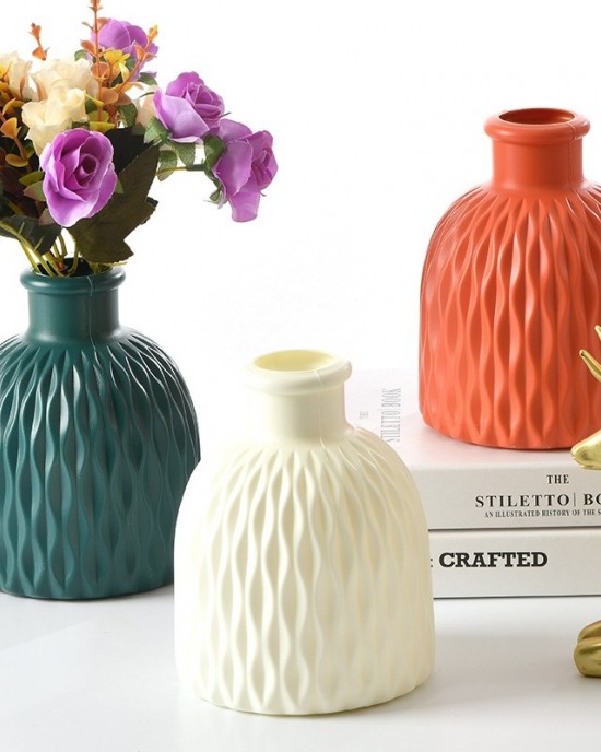 Drop Resistant PE Potted Plant Vase Colorful Imitation Porcelain Decorative Arrangement For Wet And Dry Use Milk White Drop Resistant PE Potted Plant Vase Colorful Imitation Porcelain Decorative Arrangement For Wet And Dry Use Milk White