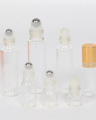 5PCS  1ml 2ml 3ml 5ml 10ml  Amber Thin Glass Roll Metal Roll on Bottle Sample Test Essential Oil Vials  Transparent Glass Ball