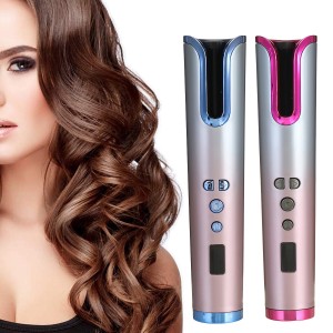 Intelligtent Automatic Curling Iron HD LCD Display Temperature Time Adjustment Hair Curler Rechargeable Portable Curling Iron