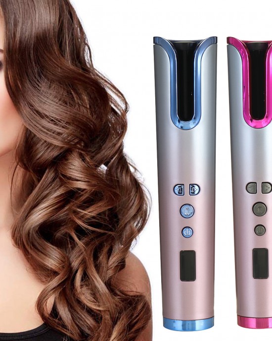 Intelligtent Automatic Curling Iron HD LCD Display Temperature Time Adjustment Hair Curler Rechargeable Portable Curling Iron Intelligtent Automatic Curling Iron HD LCD Display Temperature Time Adjustment Hair Curler Rechargeable Portable Curling Iron