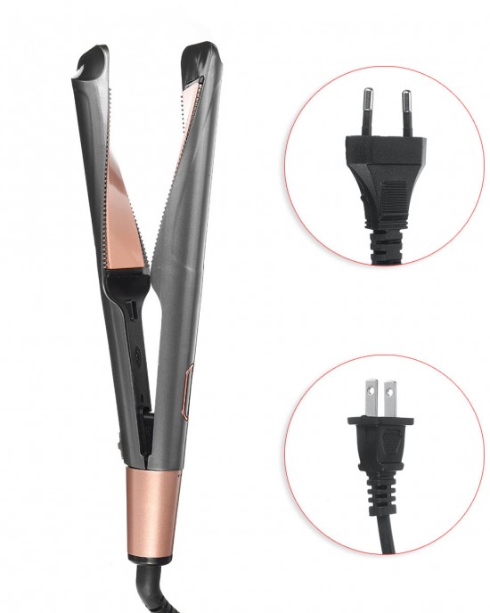 2 in 1 Far infrared Hair Straighter Curler LCD Digital Temperature Display Curling Iron PTC Heating Anti scalding One button Lock Hair Curler 2 in 1 Far infrared Hair Straighter Curler LCD Digital Temperature Display Curling Iron PTC Heating Anti scalding One button Lock Hair Curler