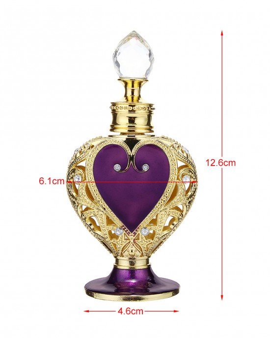 Vintage Empty Crystal Metal Purple Heart Perfume Bottle Filler Glass Collectible Gifts Vintage Empty Crystal Metal Purple Heart Perfume Bottle Filler Glass Collectible Gifts