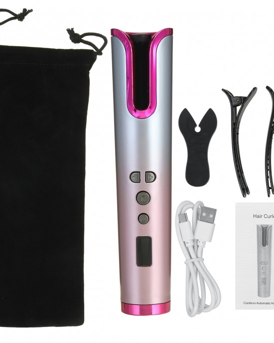 Intelligtent Automatic Curling Iron HD LCD Display Temperature Time Adjustment Hair Curler Rechargeable Portable Curling Iron Intelligtent Automatic Curling Iron HD LCD Display Temperature Time Adjustment Hair Curler Rechargeable Portable Curling Iron