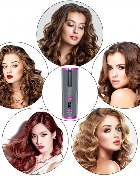 Cordless Automatic Hair Curler Iron Wireless Curling Iron USB Rechargeable Air Curler for Curls Waves LCD Display Ceramic Curly Cordless Automatic Hair Curler Iron Wireless Curling Iron USB Rechargeable Air Curler for Curls Waves LCD Display Ceramic Curly