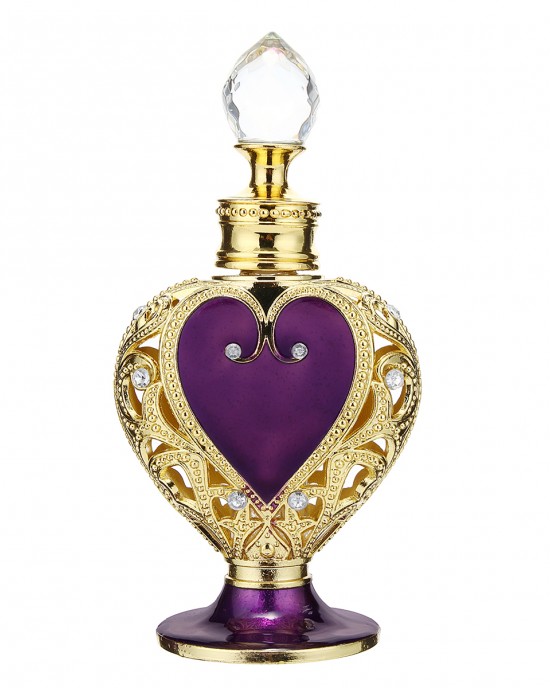 Vintage Empty Crystal Metal Purple Heart Perfume Bottle Filler Glass Collectible Gifts Vintage Empty Crystal Metal Purple Heart Perfume Bottle Filler Glass Collectible Gifts