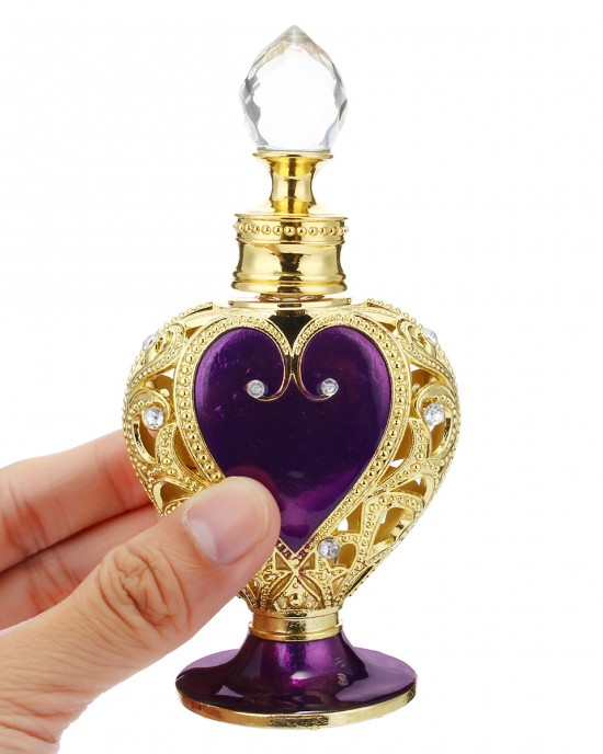 Vintage Empty Crystal Metal Purple Heart Perfume Bottle Filler Glass Collectible Gifts Vintage Empty Crystal Metal Purple Heart Perfume Bottle Filler Glass Collectible Gifts